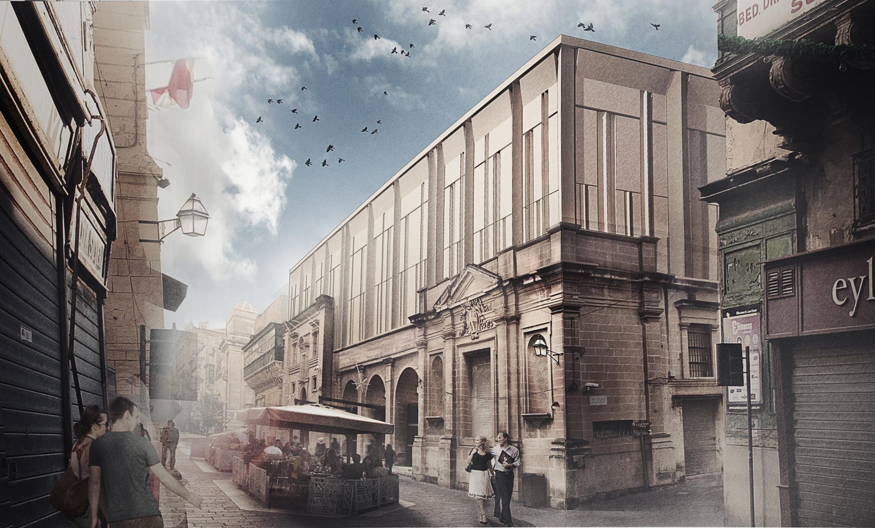 View of the extension from Merchant Street. Artist impression. All credits AP Valletta. 