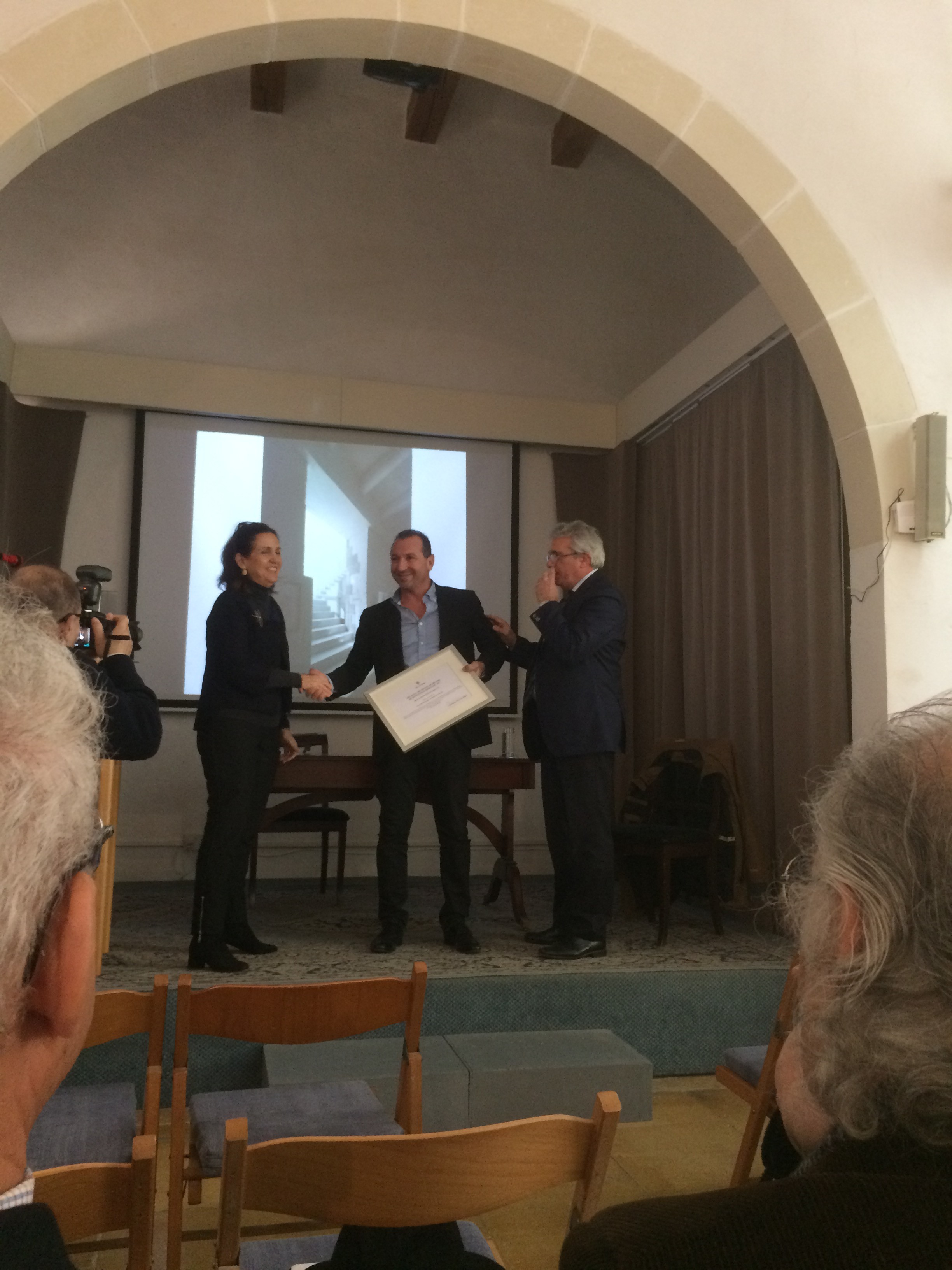AP's Director David Drago receiving the prize at the ceremony held on Friday 16th February 2018 at the Din l Art Helwa headquarter in Valletta.